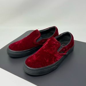 Vans Burgundy Velvet Slip-On Sneakers